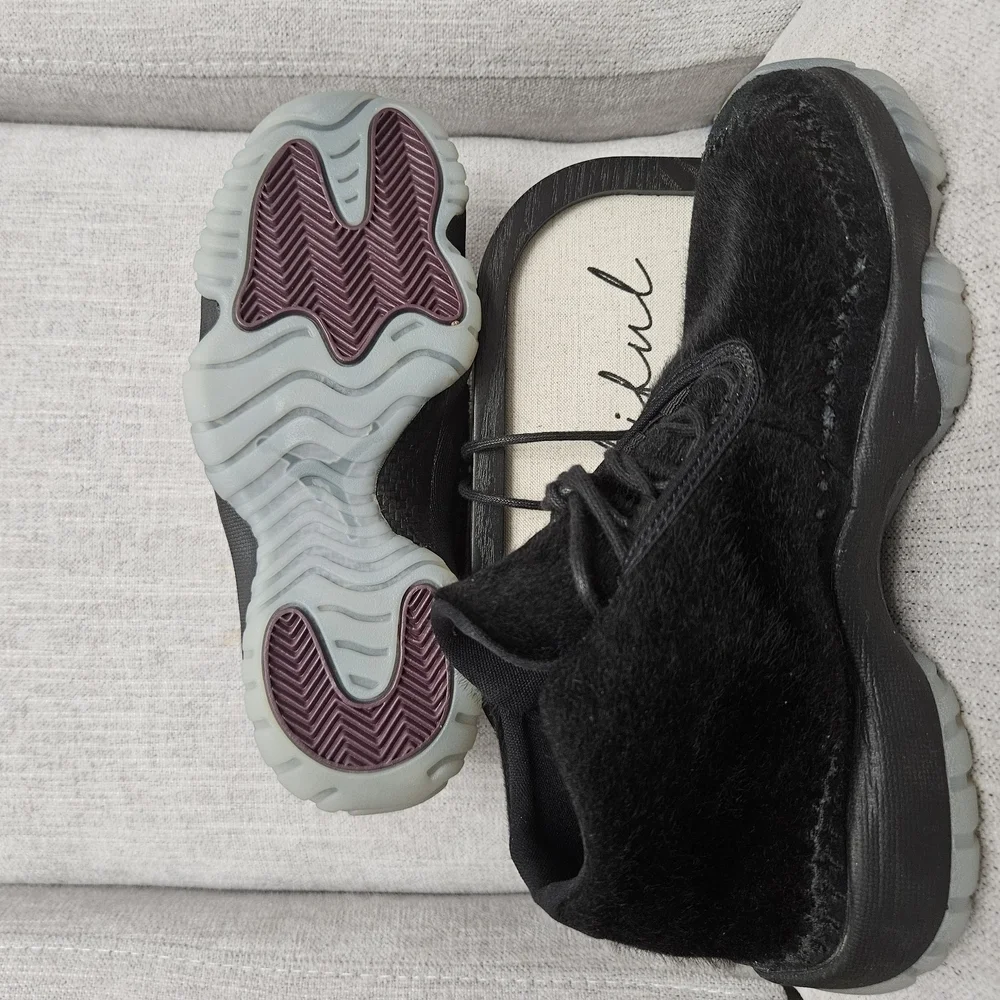 Jordan Black Sneakers with Suede Upper and Textured Midsole
